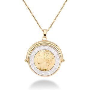Italian 18K Gold Plated 925 Sterling Silver Genuine 500-Lira Reversible Flip Coi